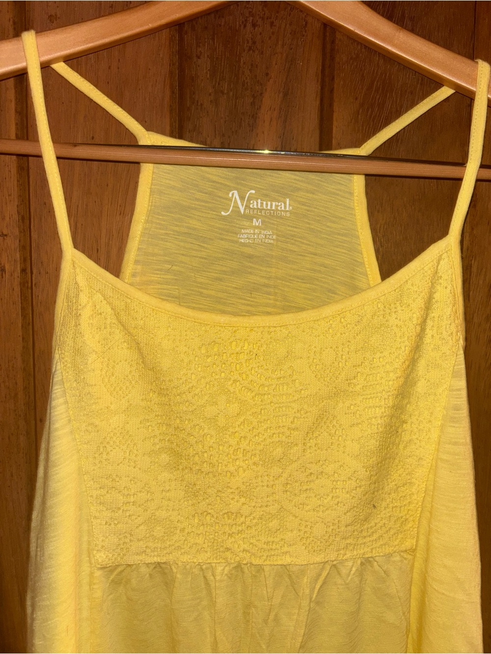 Natural Reflections Bright Yellow Crochet Spaghetti Strap Tank